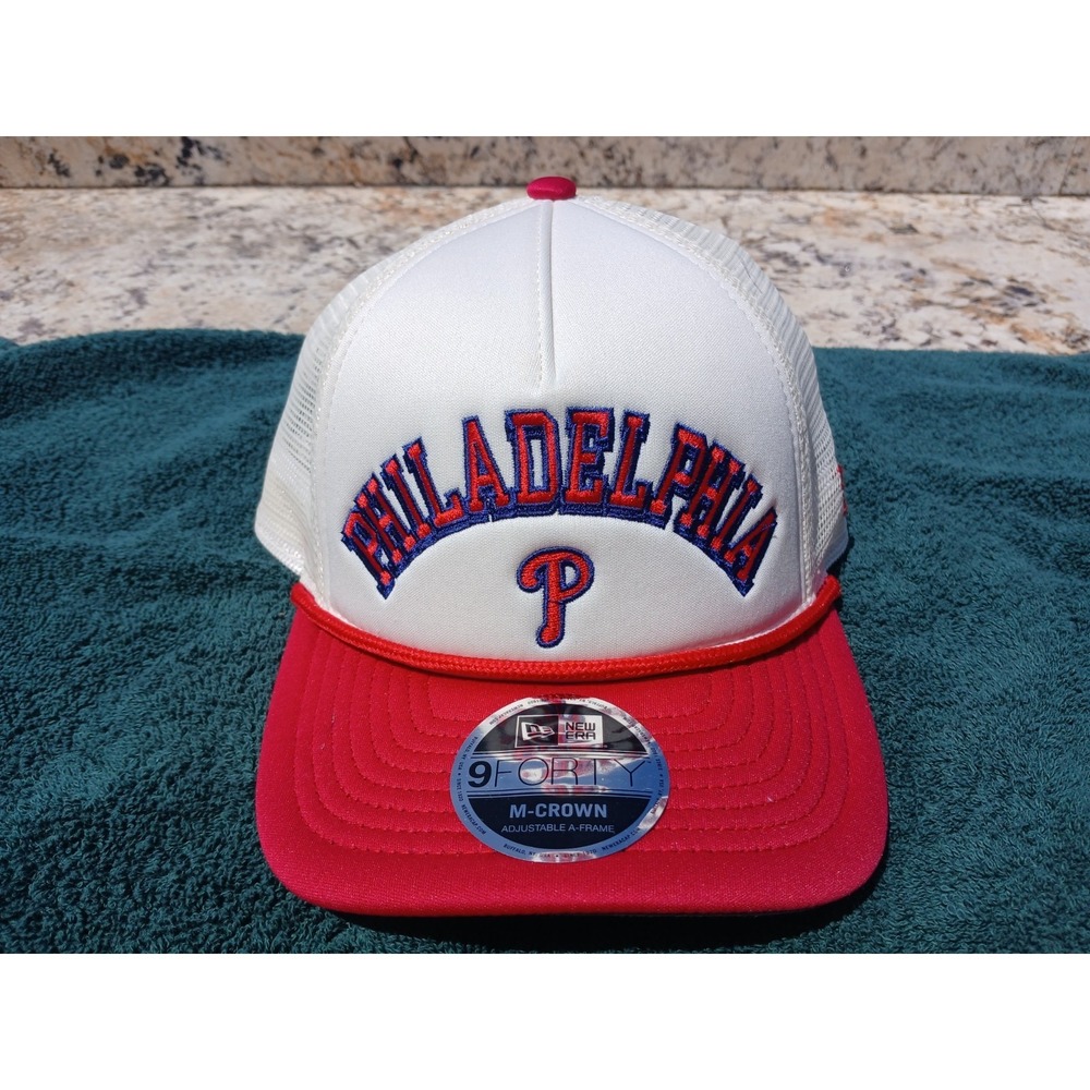 Philadelphia Phillies New Era 9Forty Trucker Hat Rope Brim White Arch Glitz NWT